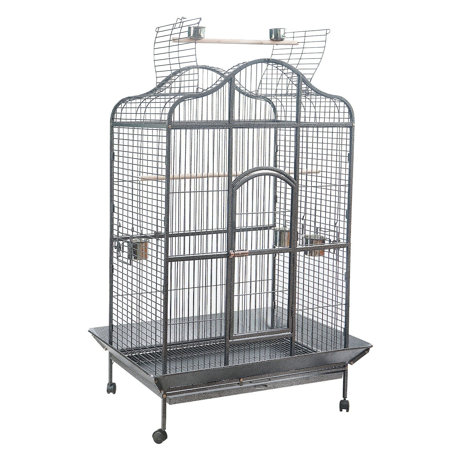 Large bird cage with multiple levels on a white background at Pet Servo