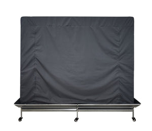 Black cover on a metal bed frame against a white background at Pet Servo