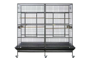 Large bird cage with multiple levels on a white background at Pet Servo