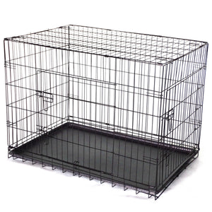 Black wire pet crate on a white background at Pet Servo