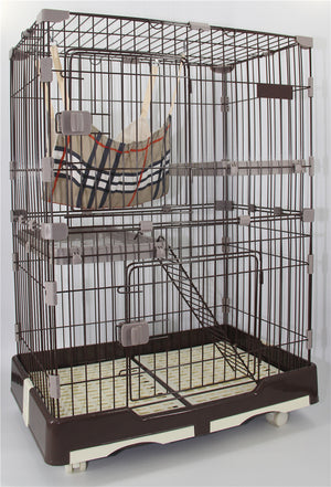 Pet cage with a hanging hammock on a white background at Pet Servo