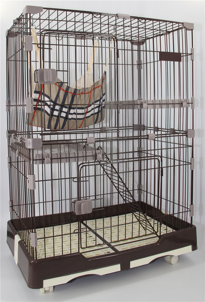 Pet cage with a hanging hammock on a white background at Pet Servo