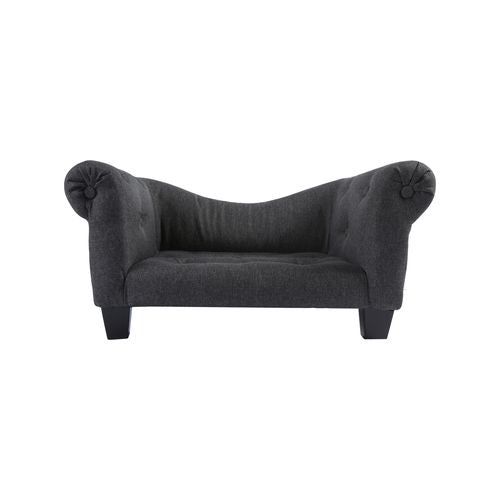 Charlie's Luxe Button Pet Sofa - Charcoal at petservo-1