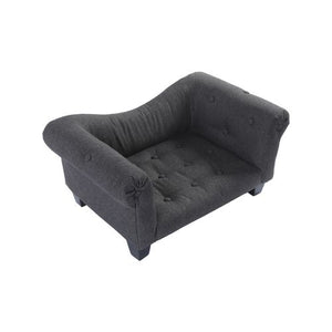Charlie's Luxe Button Pet Sofa - Charcoal at petservo image 2