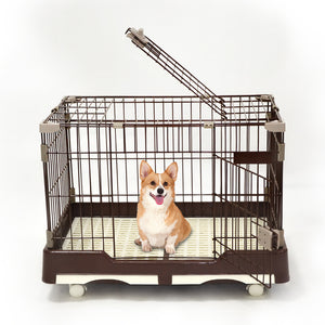 YES4PETS - Large Pet Dog Cage with Potty Pad & Wheels - Pet Servo