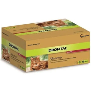 Box of Drontal Allwormer for large cats on a white background