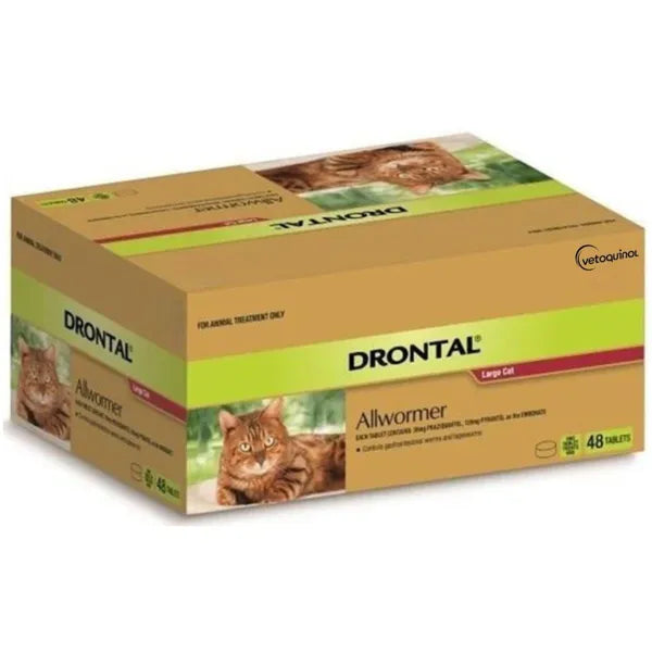 Box of Drontal Allwormer for large cats on a white background
