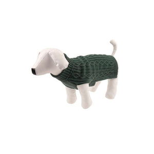 Dats - Cable Knit Dog Jumper 25cm Small Green - Pet Servo