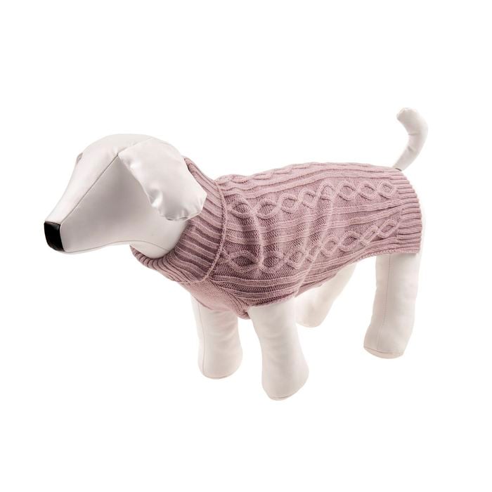 Dats - Cable Knit Dog Jumper 25cm Small Pink - Pet Servo