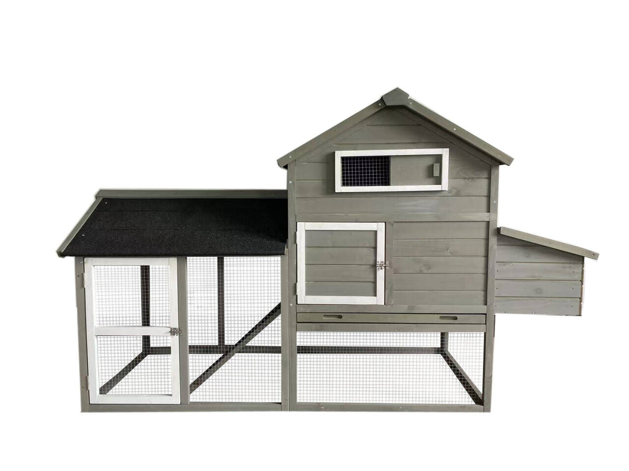 YES4PETS - Grey Large Coop & Hutch Cage - Petservo