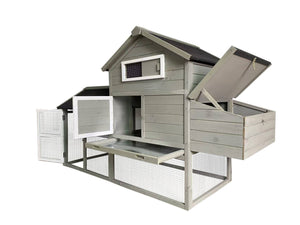 YES4PETS - Grey Large Coop & Hutch Cage - Petservo