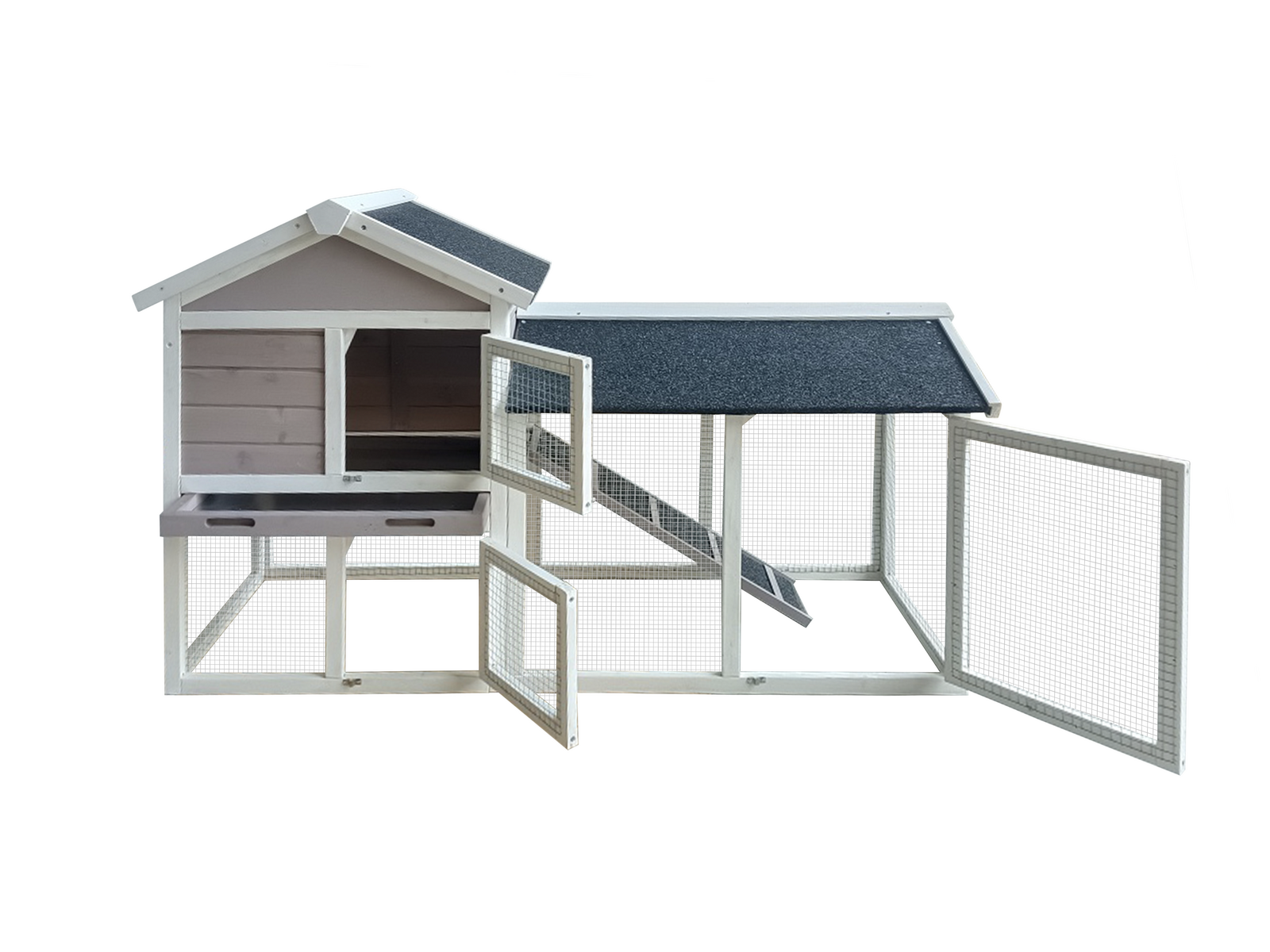 Wooden pet house with a ramp on a white background at Pet Servo