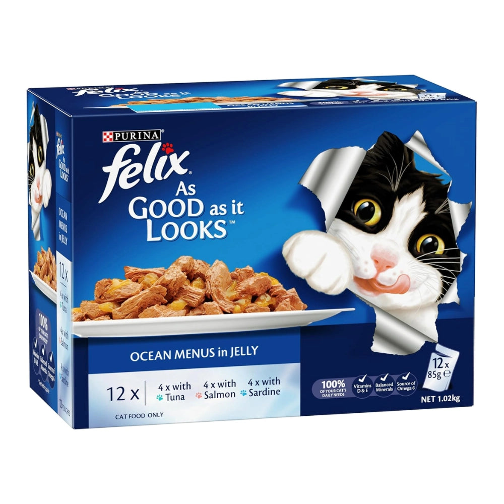 FELIX - Adult Wet Cat Food Ocean Menus in Jelly 60x85g - PetServo