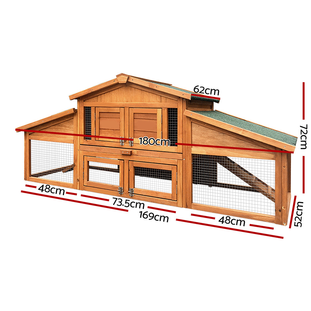 YES4PETS - Large 169cm Wooden Chicken Coop & Rabbit Hutch - Pet Servo