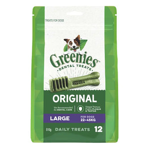 Greenies dental treats 510gm packaging for dogs on a white background at Petservo