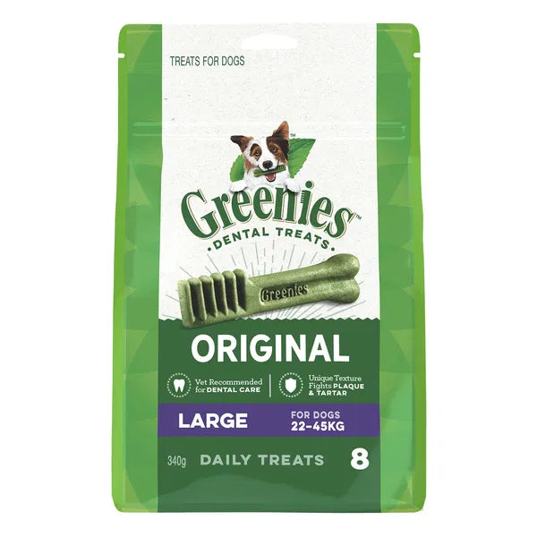 Greenies dental treats 340 gm packaging for dogs on a white background at Pet Servo