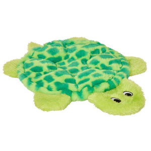 Green plush turtle toy on a white background