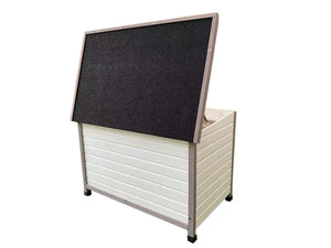 Storage bench with a blackboard top on a white background at Pet Servo