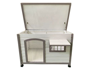 YES4PETS - L White Wooden Dog Kennel with Window Timber Cabin - Pet Servo