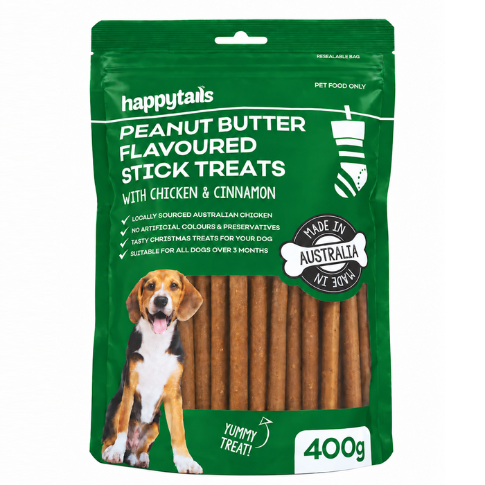 Happy Tails - 400g Peanut Butter Flavoured Stick Treats