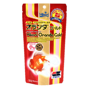 Hikari Oranda Gold fish food packaging on a white background at Pet Servo