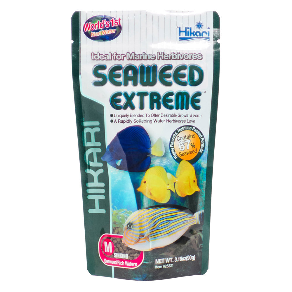 Hikari Seaweed Extreme packaging for marine herbivores with fish illustration on a white background at Pet Servo