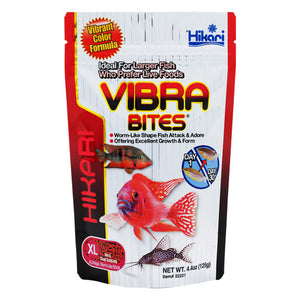 Hikari Vibra Bites fish food packaging on a white background at Pet Servo
