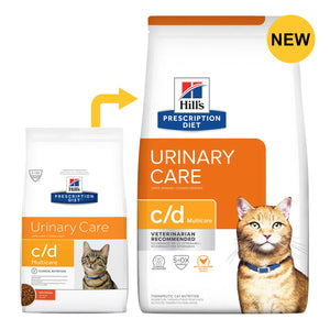 Hills Prescription Diet Urinary Care c/d cat food packaging with a cat illustration on a white background at Pet Servo