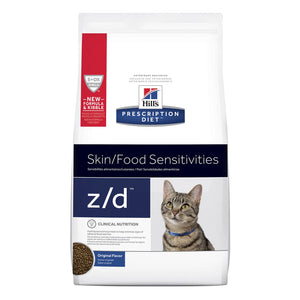 Hills Prescription Diet z/d Skin/Food Sensitivities cat food package on a white background at Pet Servo