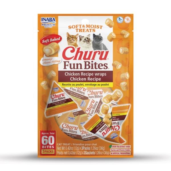 INABA - Churu Fun Bites Chicken Recipe wraps Chicken Recipe 36g (12g X Tubes) - Pet Servo