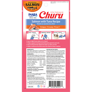 INABA - Churu Salmon with Tuna Recipe 56g (14g X 4 Tubes) - Pet Servo