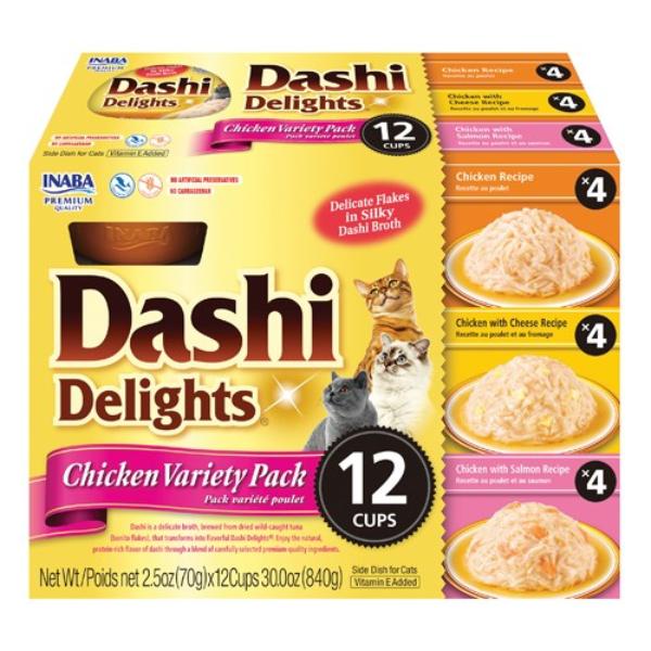 Inaba - Dashi Delights Chicken Variety Pack 12 Cups - Pet Servo