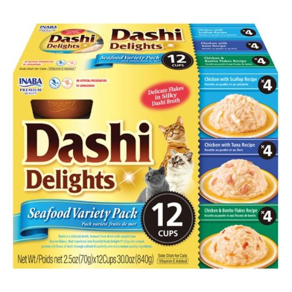 Inaba - Dashi Delights Seafood Variety Pack 12 Cups - Pet Servo