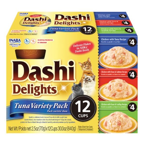 Inaba - Dashi Delights Tuna Variety Pack 12 Cups - Pet Servo