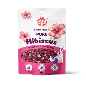 Package of Little Cheeks Farm Fresh Pure Hibiscus for rabbits and guinea pigs on a white background at Petservo