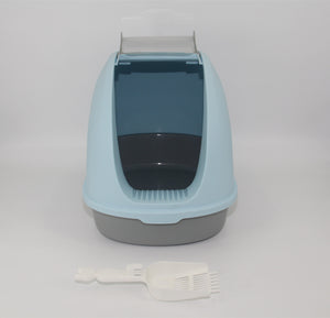 Pet litter box with a scoop on a white background at Pet Servo