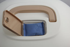 Close-up of a beige handle with a blue pouch inside on a white background at Pet Servo