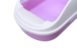 Purple and white pet litter box on a white background at Pet Servo