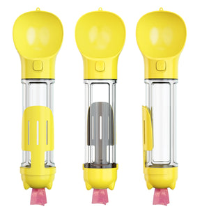 YES4PETS - 4 in 1 Portable Pet Travel Water Bottle Yellow - Pet Servo