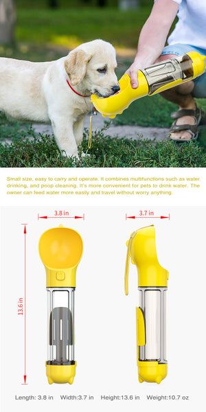 YES4PETS - 4 in 1 Portable Pet Travel Water Bottle Yellow - Pet Servo