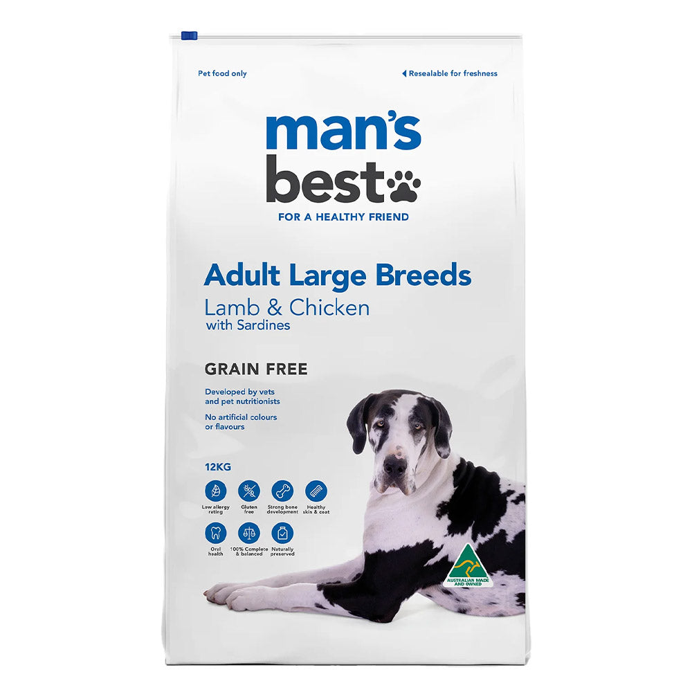 Mans Best - Lamb And Chicken With Sardines Grain Free Large Breed Adult Dry Dog Food