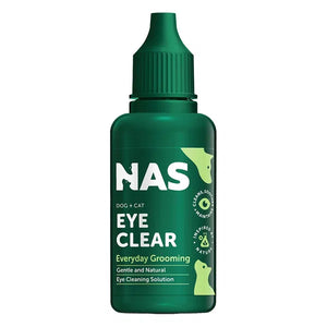 Green bottle of NAS Eye Clear for dogs and cats on a white background at Pet Servo