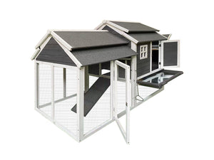 Chicken coop with a gray roof and white base on a white background at Pet Servo