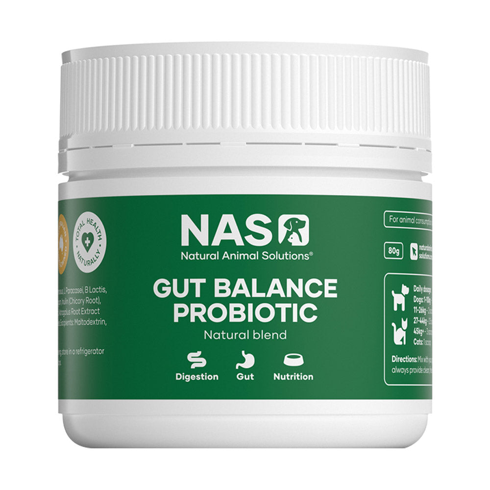 Natural Animal Solutions - (NAS) Gut Balance Probiotic Supplement for Dogs and Cats Natural Blend