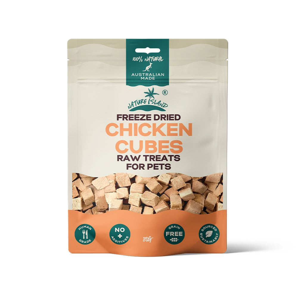 Nature Island Freeze Dried Chicken Breast Cube Raw treats 80g for Pets