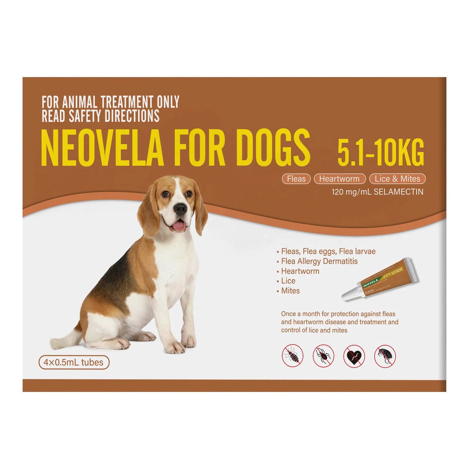 Neovela (Selamectin) Flea and Worming For Dogs 5-10Kg Brown at Pet Servo