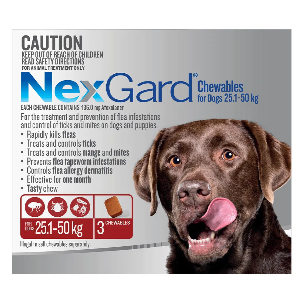 Buy Nexgard Chewables For Large Dogs (25 - 50 Kg) Red at Pet Servo