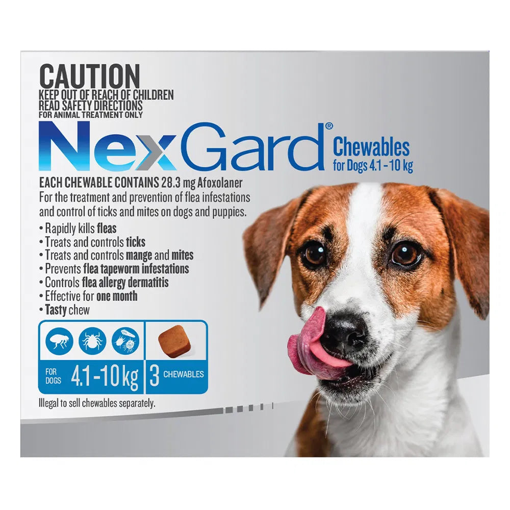 Buy Nexgard Chewables For Small Dogs (4.1 - 10 Kg) Blue at Pet Servo