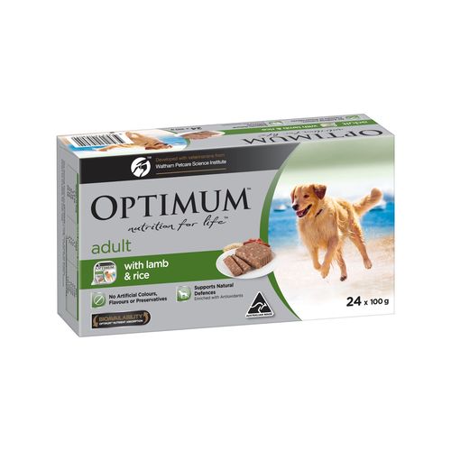 Optimum 100g Lamb And Rice Adult Dog Wet Food -24 Pack - petservo