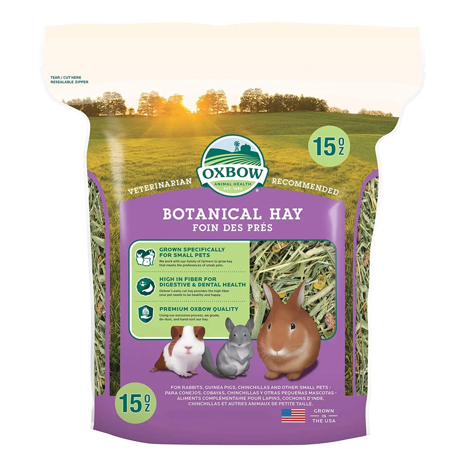Oxbow Botanical Hay package for small pets with a scenic background at Pet Servo